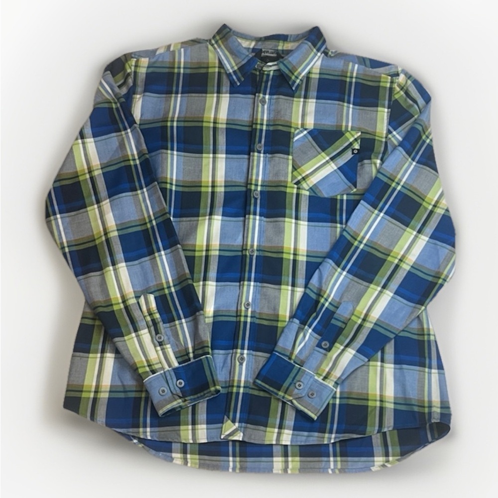 Marmot Blue and Green Plaid Long Sleeve Shirt sz XL